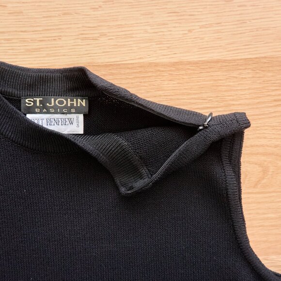 St John Basics Women's Wool Blend Black Knit Vest, Size P, Made in USA - Picture 5 of 9